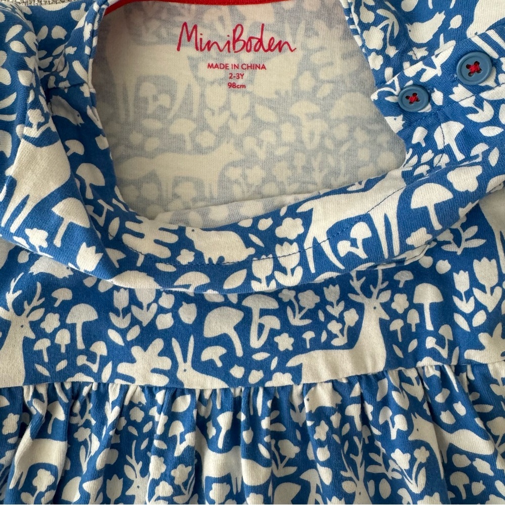 Mini Boden Girls Woodland Print Jersey Dress - Picture 6 of 6